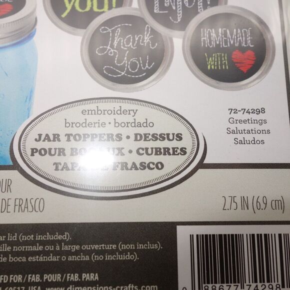 NEW Set of 4 Dimensions Jar Toppers Greetings Thank You Homemade Regular or Wide - Picture 3 of 4